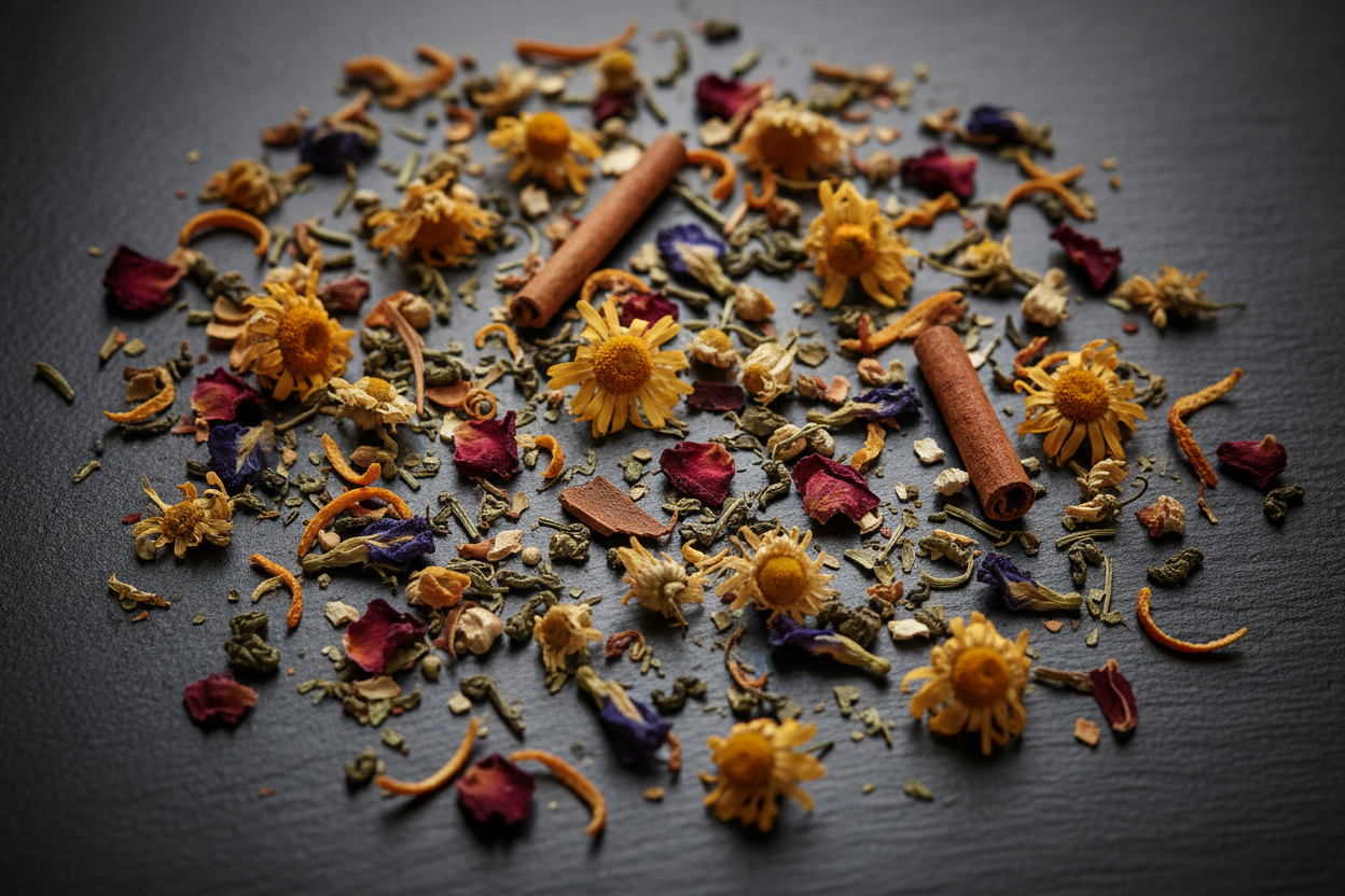 Fondo pie de página - hebras de té